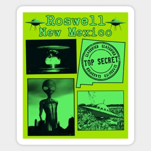 Roswell New Mexico Alien UFO Green Print Magnet